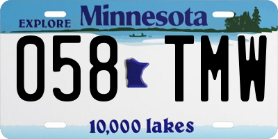MN license plate 058TMW