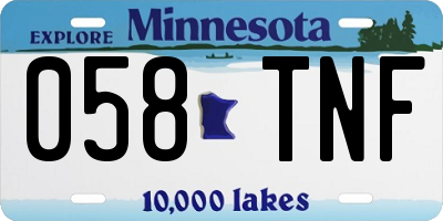 MN license plate 058TNF