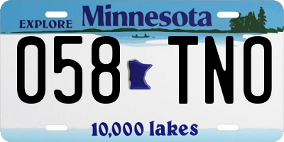 MN license plate 058TNO
