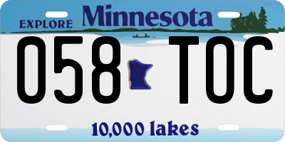 MN license plate 058TOC