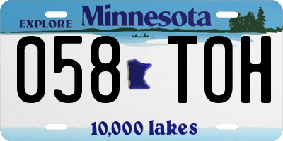MN license plate 058TOH