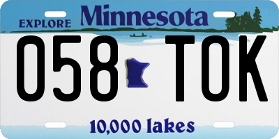 MN license plate 058TOK