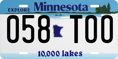 MN license plate 058TOO