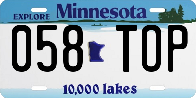 MN license plate 058TOP
