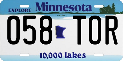 MN license plate 058TOR
