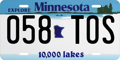 MN license plate 058TOS