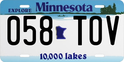 MN license plate 058TOV