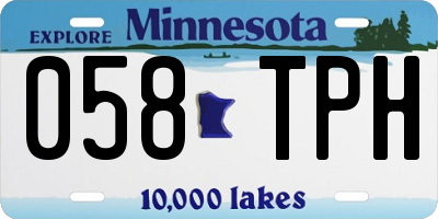 MN license plate 058TPH