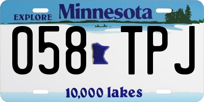 MN license plate 058TPJ