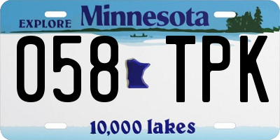 MN license plate 058TPK
