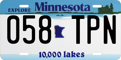 MN license plate 058TPN