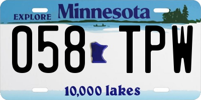 MN license plate 058TPW
