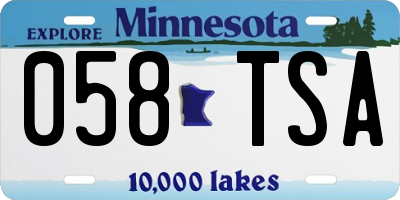 MN license plate 058TSA