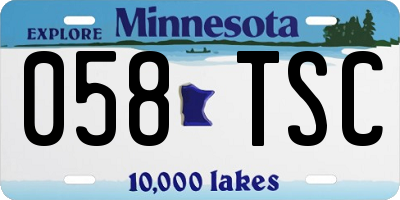 MN license plate 058TSC