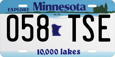 MN license plate 058TSE