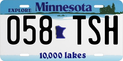 MN license plate 058TSH