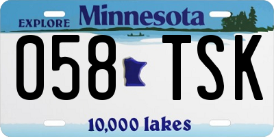 MN license plate 058TSK