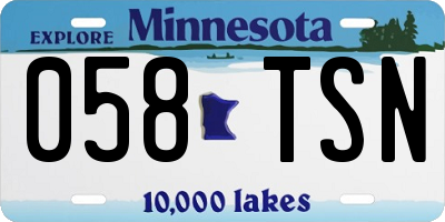 MN license plate 058TSN