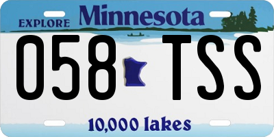 MN license plate 058TSS