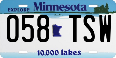 MN license plate 058TSW