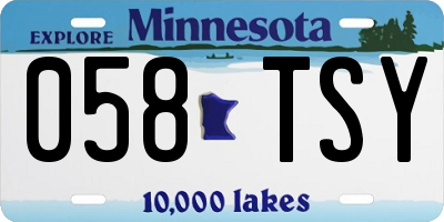 MN license plate 058TSY