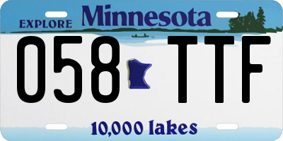 MN license plate 058TTF