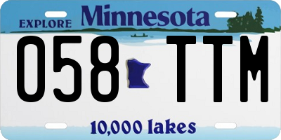 MN license plate 058TTM