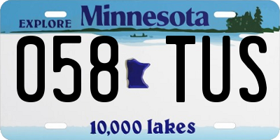 MN license plate 058TUS