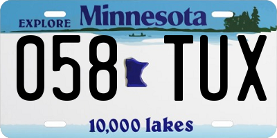 MN license plate 058TUX