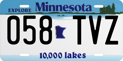 MN license plate 058TVZ