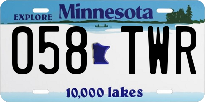 MN license plate 058TWR