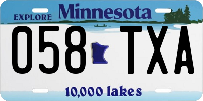 MN license plate 058TXA