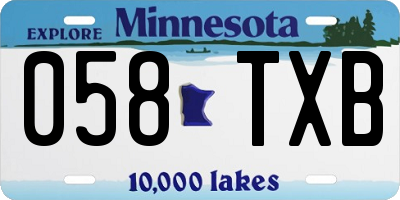 MN license plate 058TXB