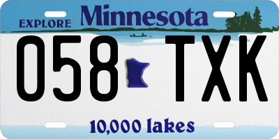 MN license plate 058TXK