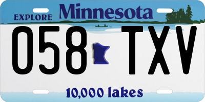 MN license plate 058TXV