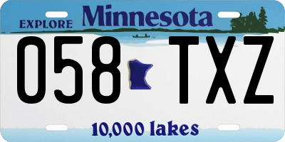 MN license plate 058TXZ
