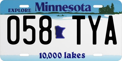 MN license plate 058TYA