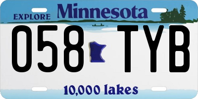 MN license plate 058TYB