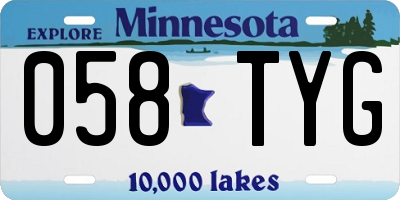 MN license plate 058TYG