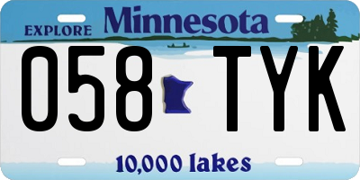 MN license plate 058TYK