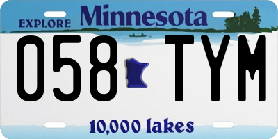 MN license plate 058TYM