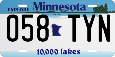 MN license plate 058TYN