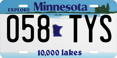 MN license plate 058TYS