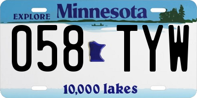 MN license plate 058TYW