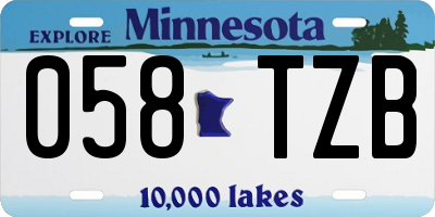 MN license plate 058TZB
