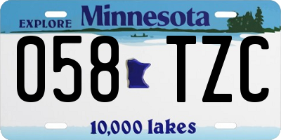 MN license plate 058TZC