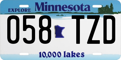 MN license plate 058TZD