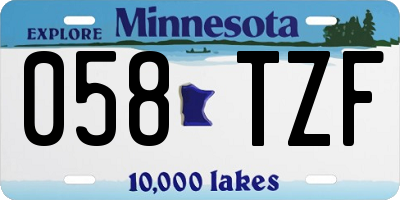 MN license plate 058TZF