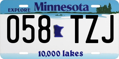 MN license plate 058TZJ