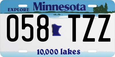 MN license plate 058TZZ